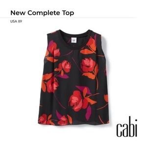 Cabi Women's Black and Red Floral Complete Top